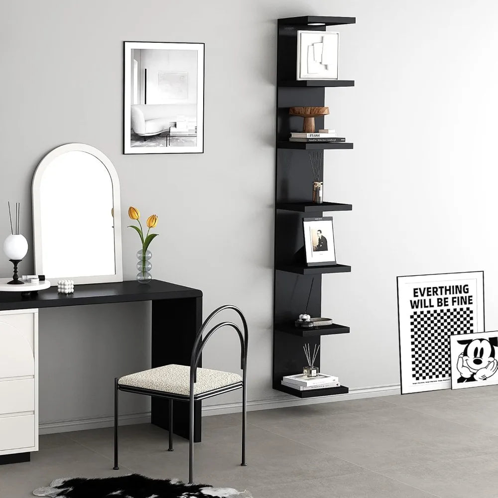 7 Tier Wall Unit,Black Lack  Shelf