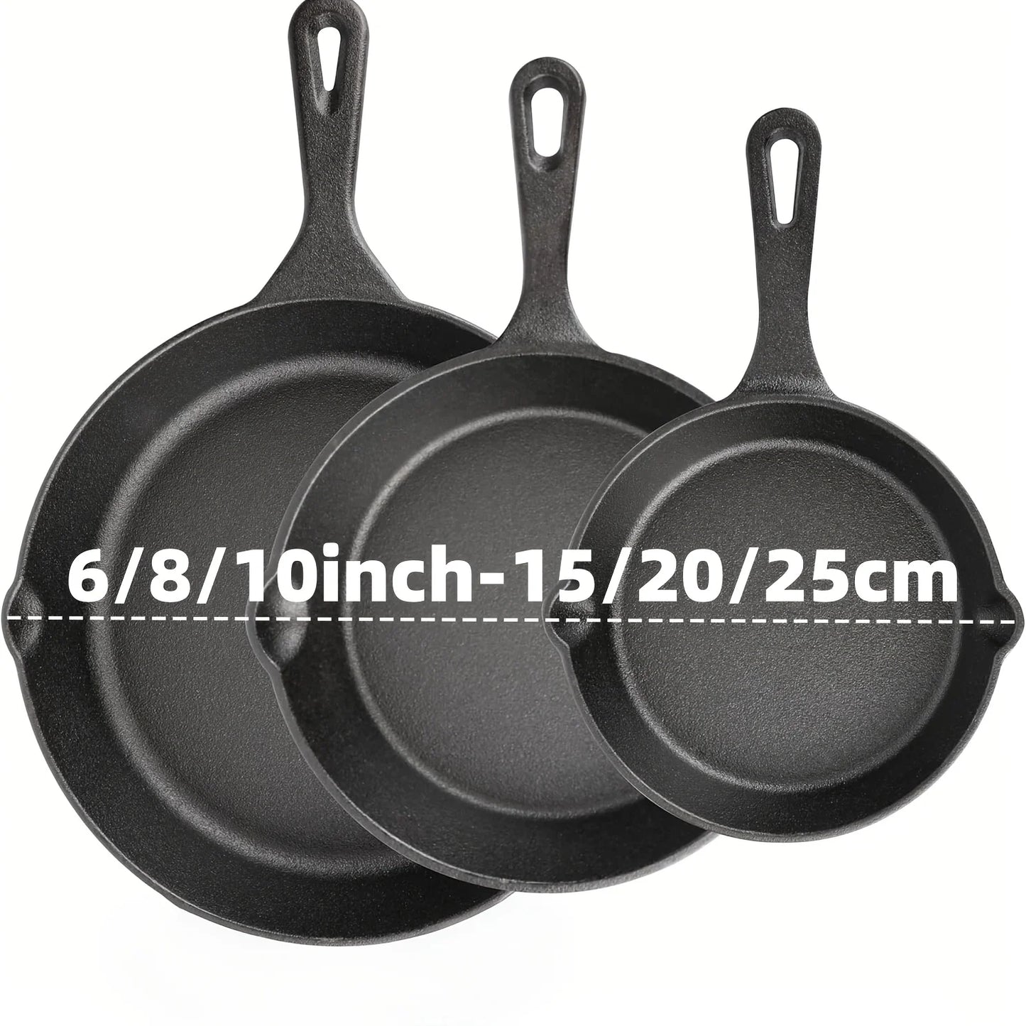 Cast Iron Skillet Set   Pre-Seasoned, Heavy-Duty