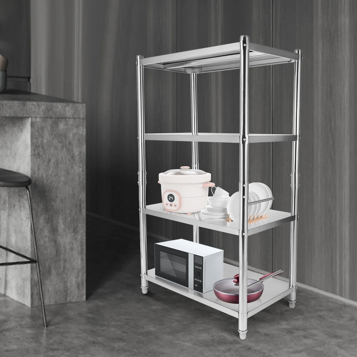 Heavy Duty Stainless Steel Shelving, 200 lbs Load Capacity