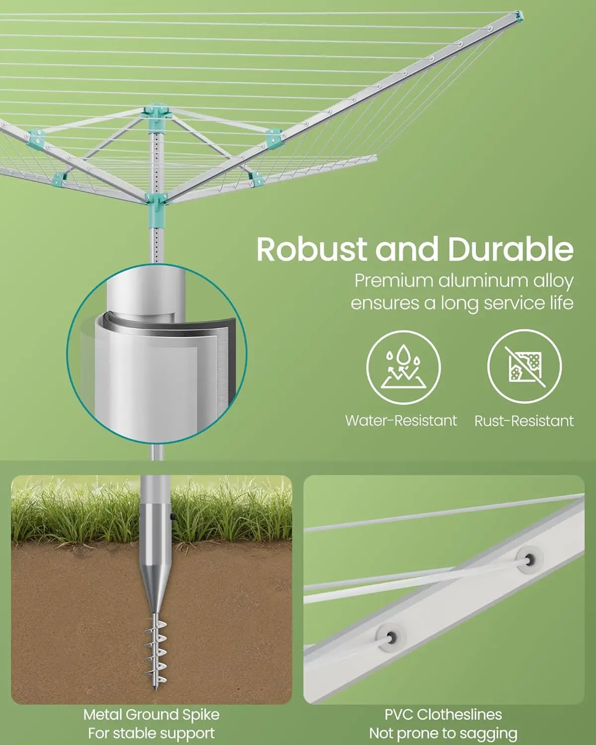 Umbrella Drying Rack Clothesline Holds 6  Loads