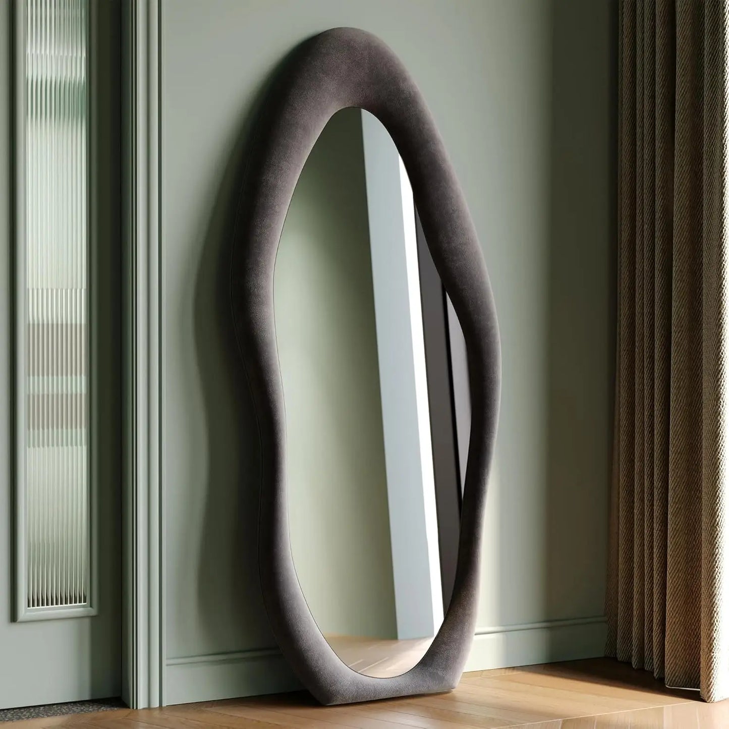 full-length mirror, irregular wave mirror hanging or leaning