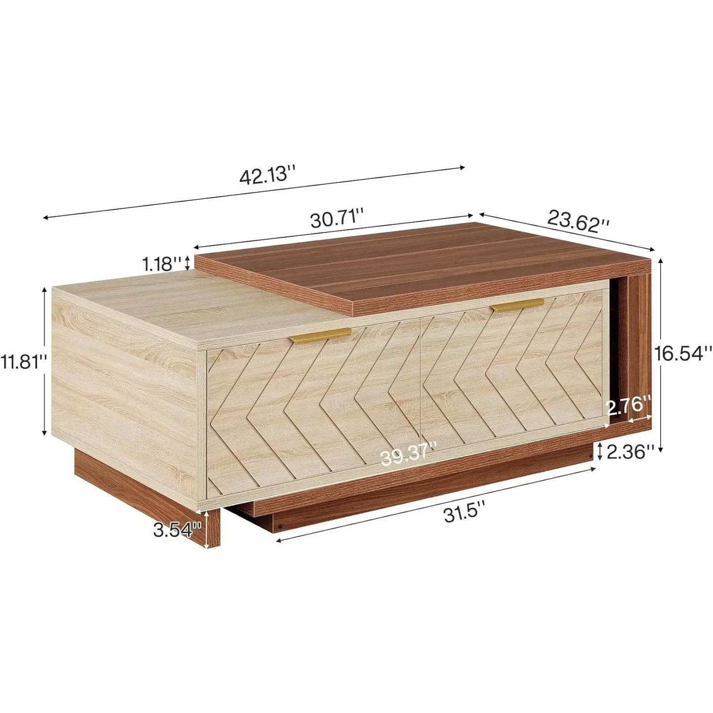 Extendable Coffee Table,2 Storage Drawers, Center Table