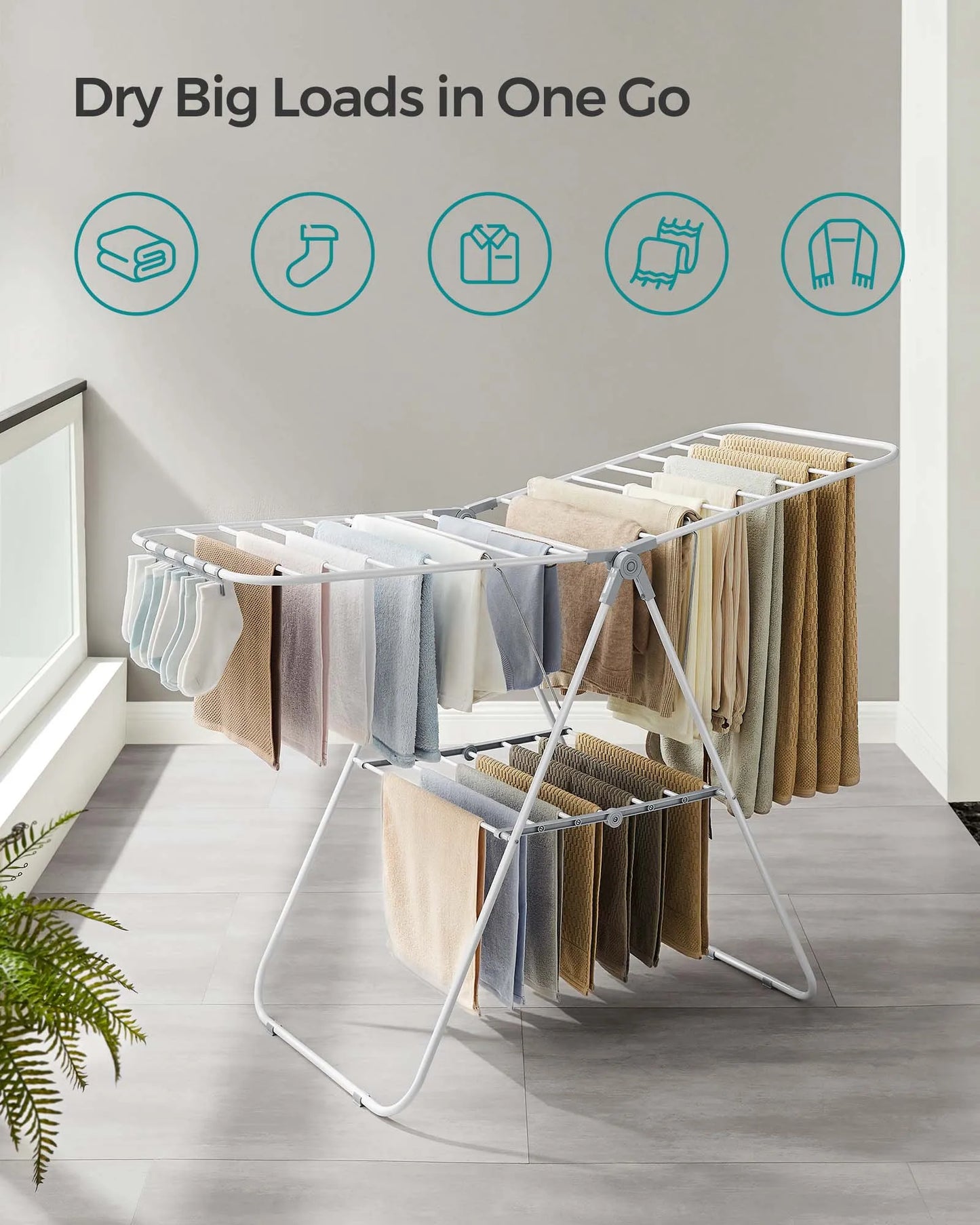 Laundry Rack, Foldable, Space-Saving, Free-Standing