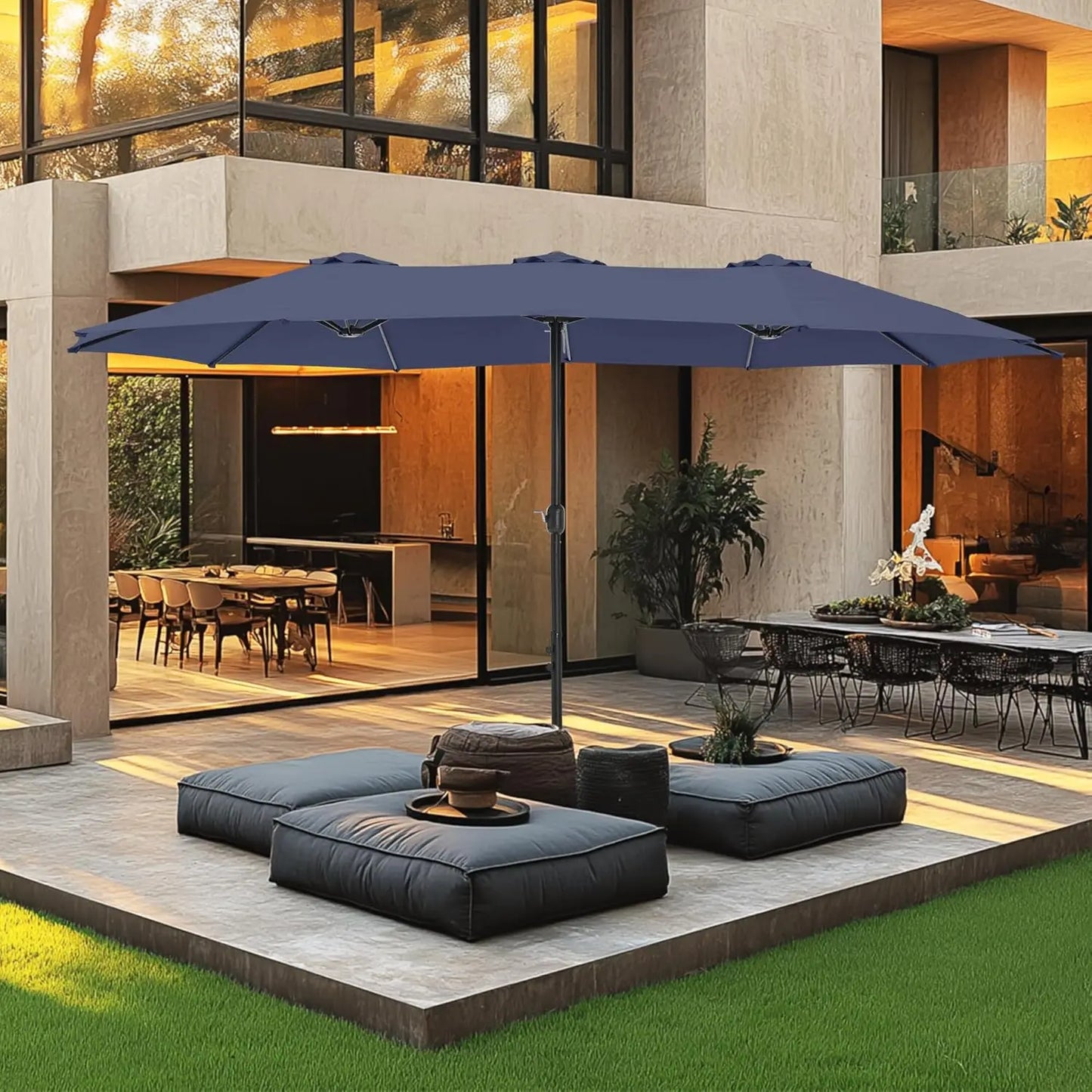 15ft Patio Umbrella with Base , Outdoor  with Crank Handle