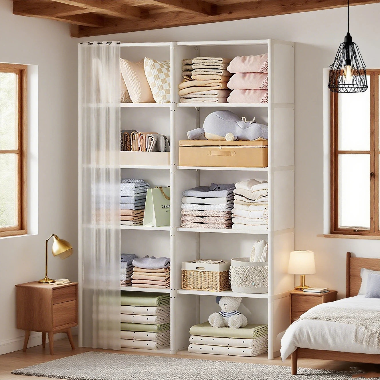 Wardrobe  Clothes  Storage Organizer  Partition Bookshelf Cabinet