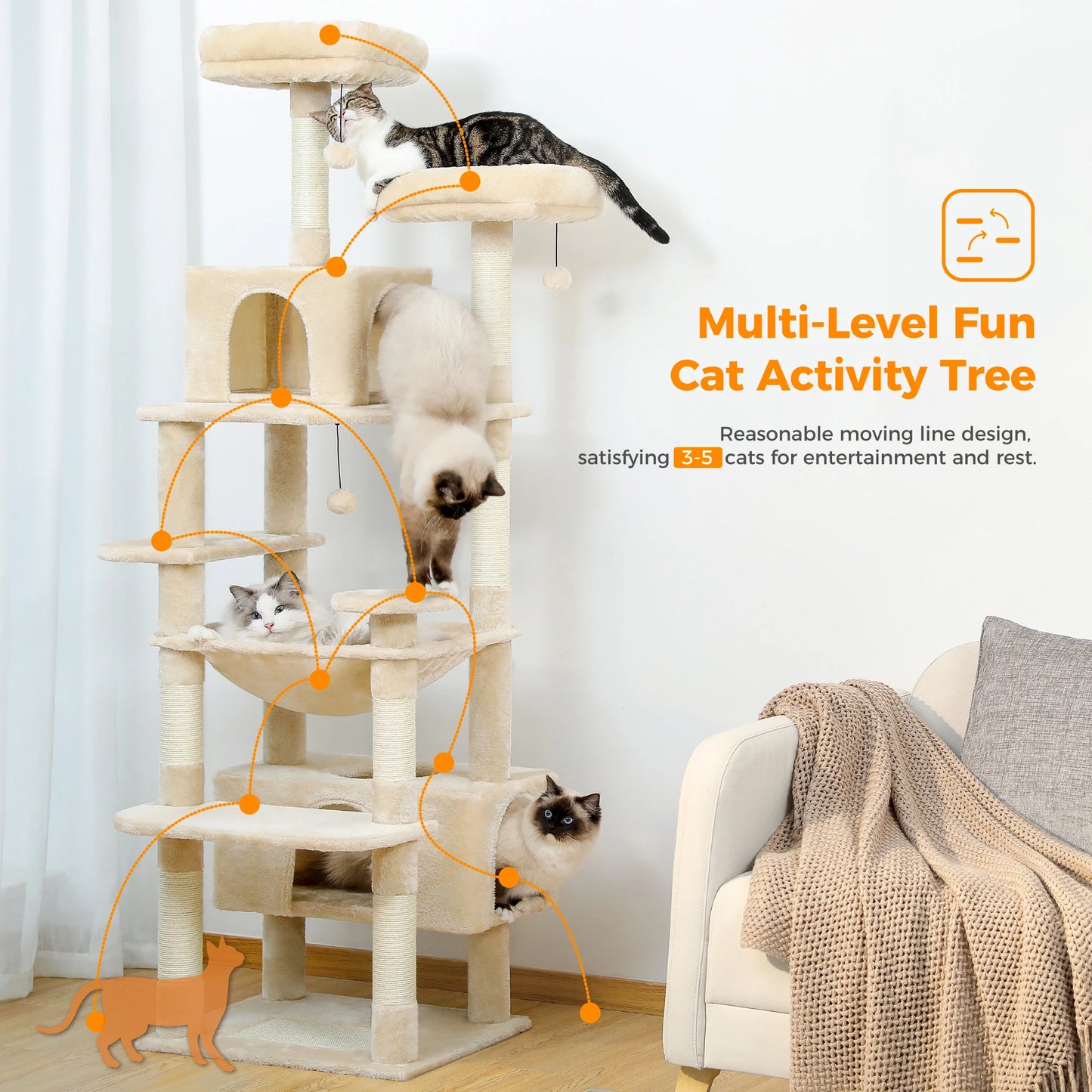 Large Cat Tree  for Indoor Cats  Scratching