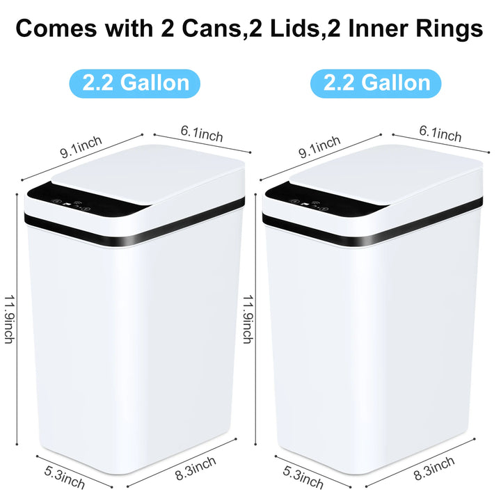 2 Pack 12L Automatic Trash Cans  Motion Sensor