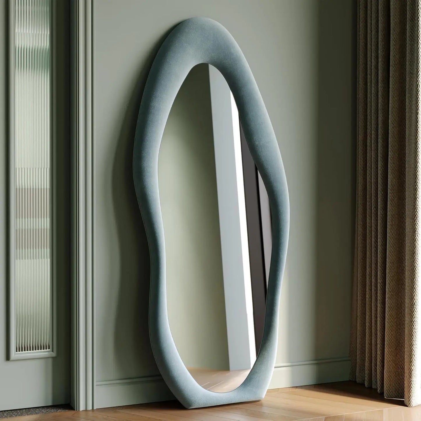 full-length mirror, irregular wave mirror hanging or leaning