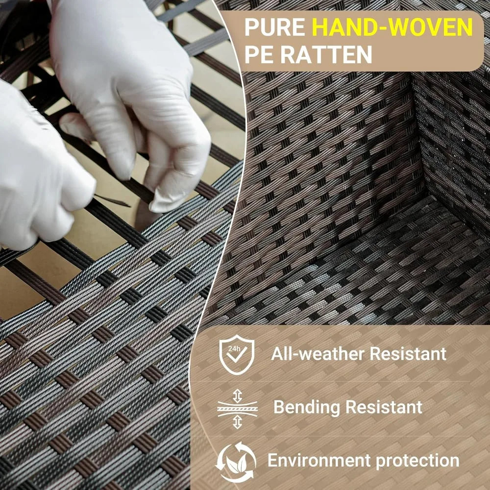 6-Piece Patio , All-Weather Sectional Sofa , Glass Table