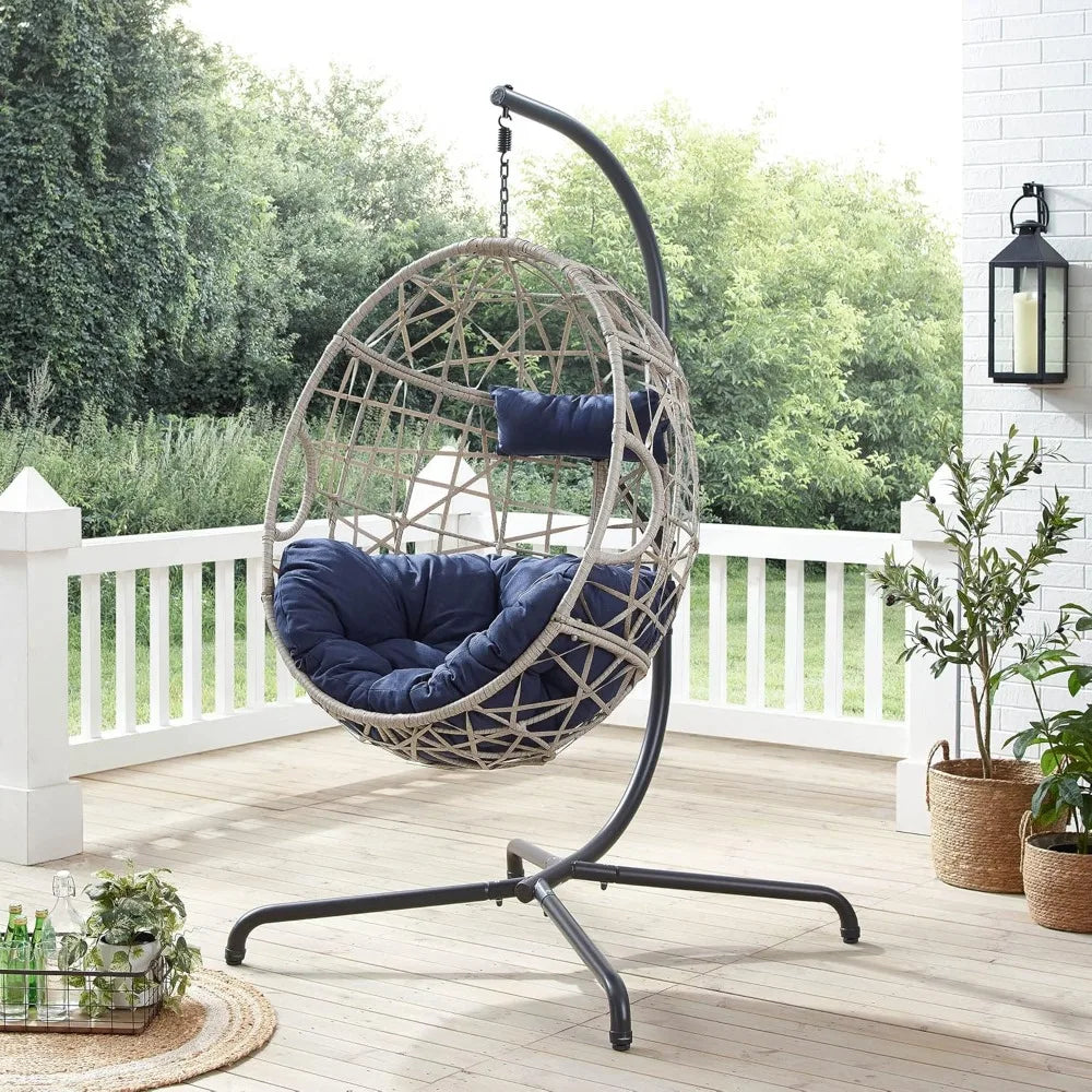 Hanging Chair, Rattan with Stand and Cushion for Bedroom