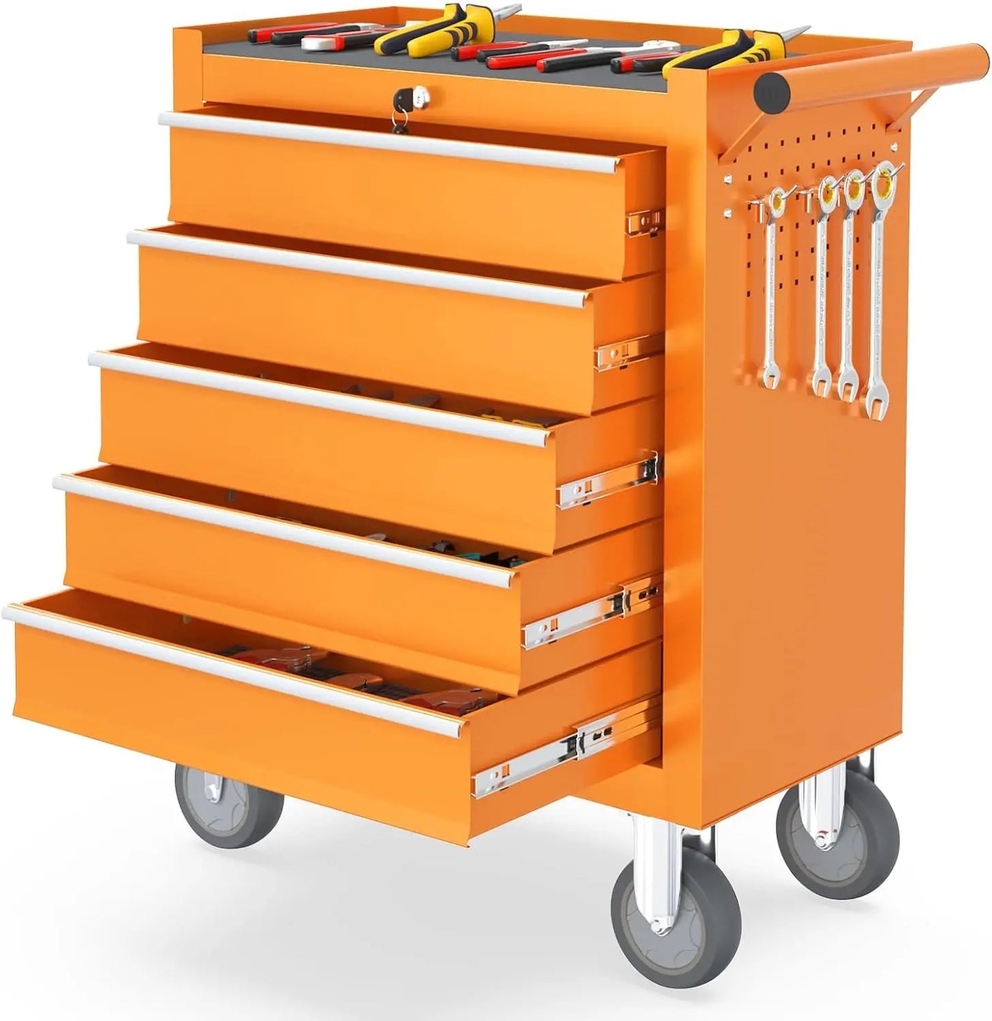 5 Drawers  Rolling Tool Chest, with Wheels & Lock