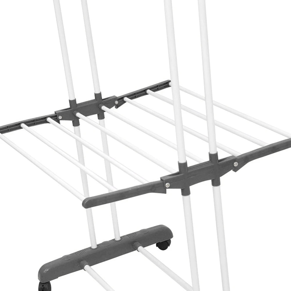 4-Tier Folding Drying Rack Free Standing Movable Laundry Rack with 4 Castors Laundry Drying Rack for Towels Clothes Shoes Linen
