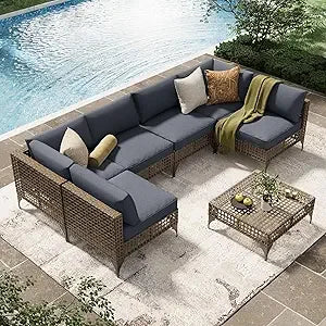 7 Piece Rattan Outdoor Wicker  Furniture Set