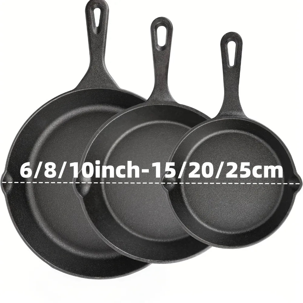 Cast Iron Skillet Set   Pre-Seasoned, Heavy-Duty