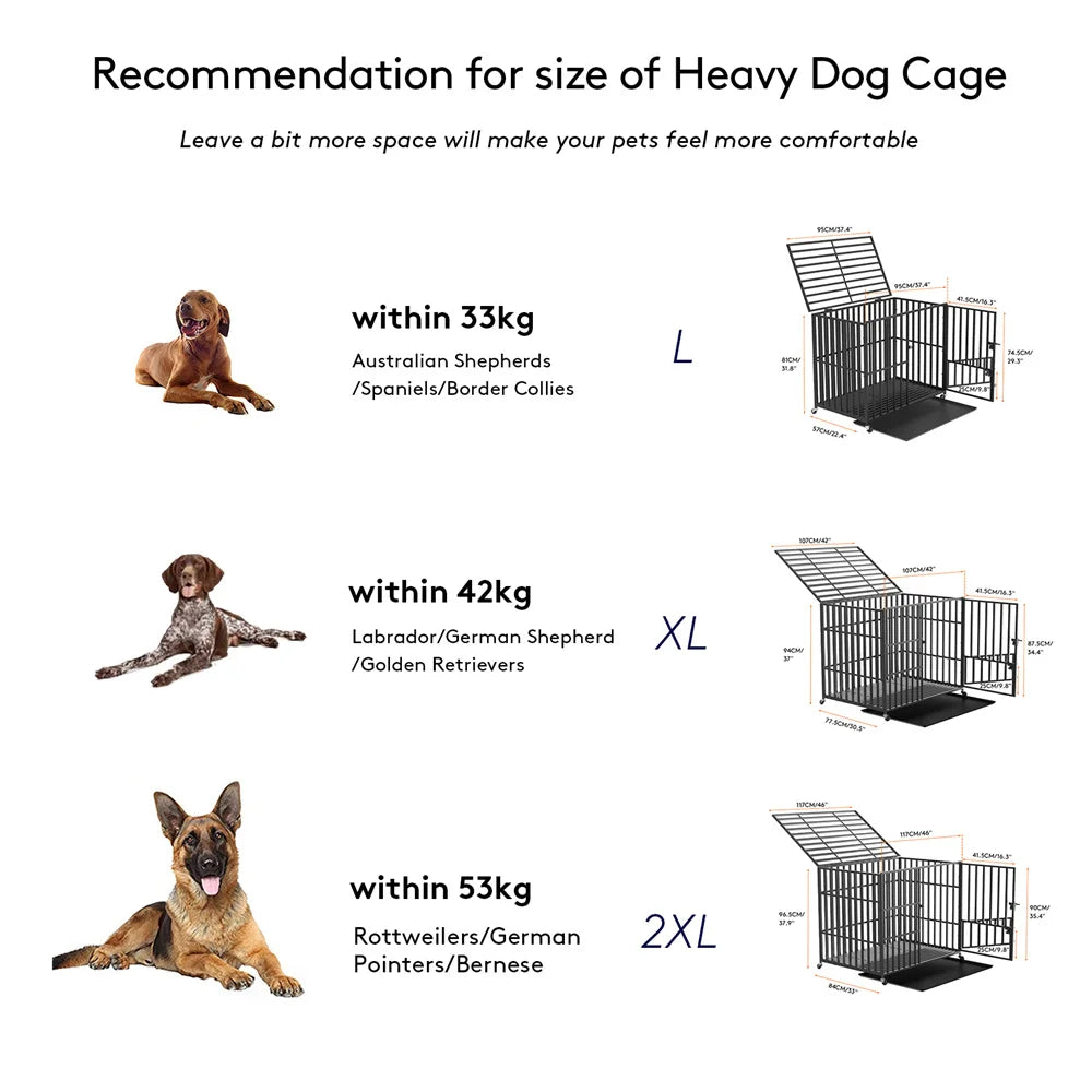 Strong Pet Cage  with Lockable Wheels and Tray