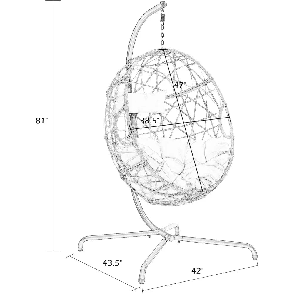 Hanging Chair, Rattan with Stand and Cushion for Bedroom