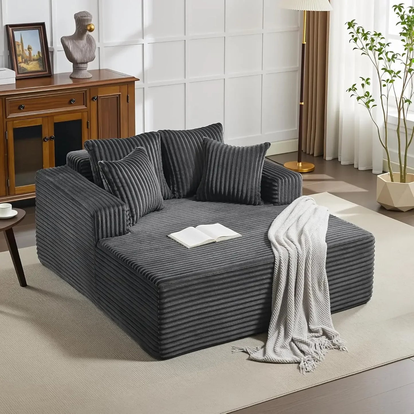 61" L Lounge Chair Sofa Bed   , Comfy Fluffy