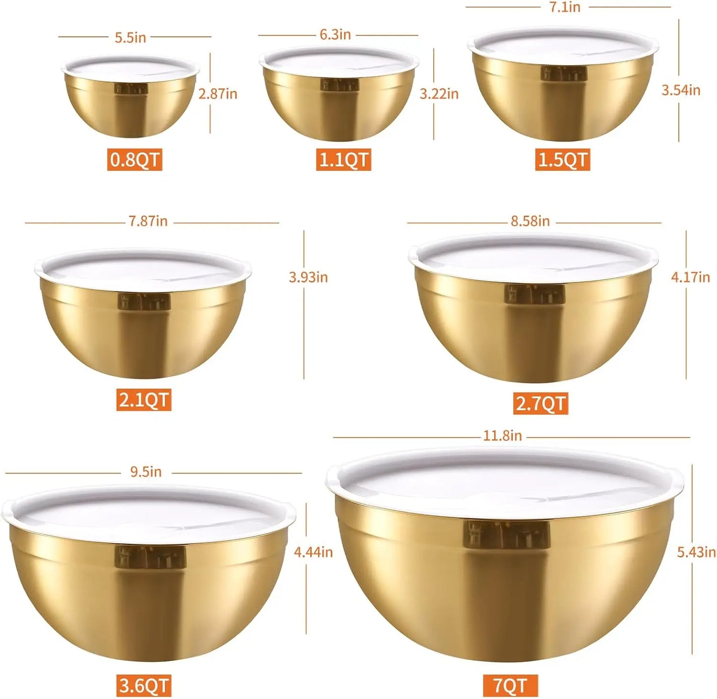 7-Piece Stainless Steel Mixing Bowls,  with Airtight Lids