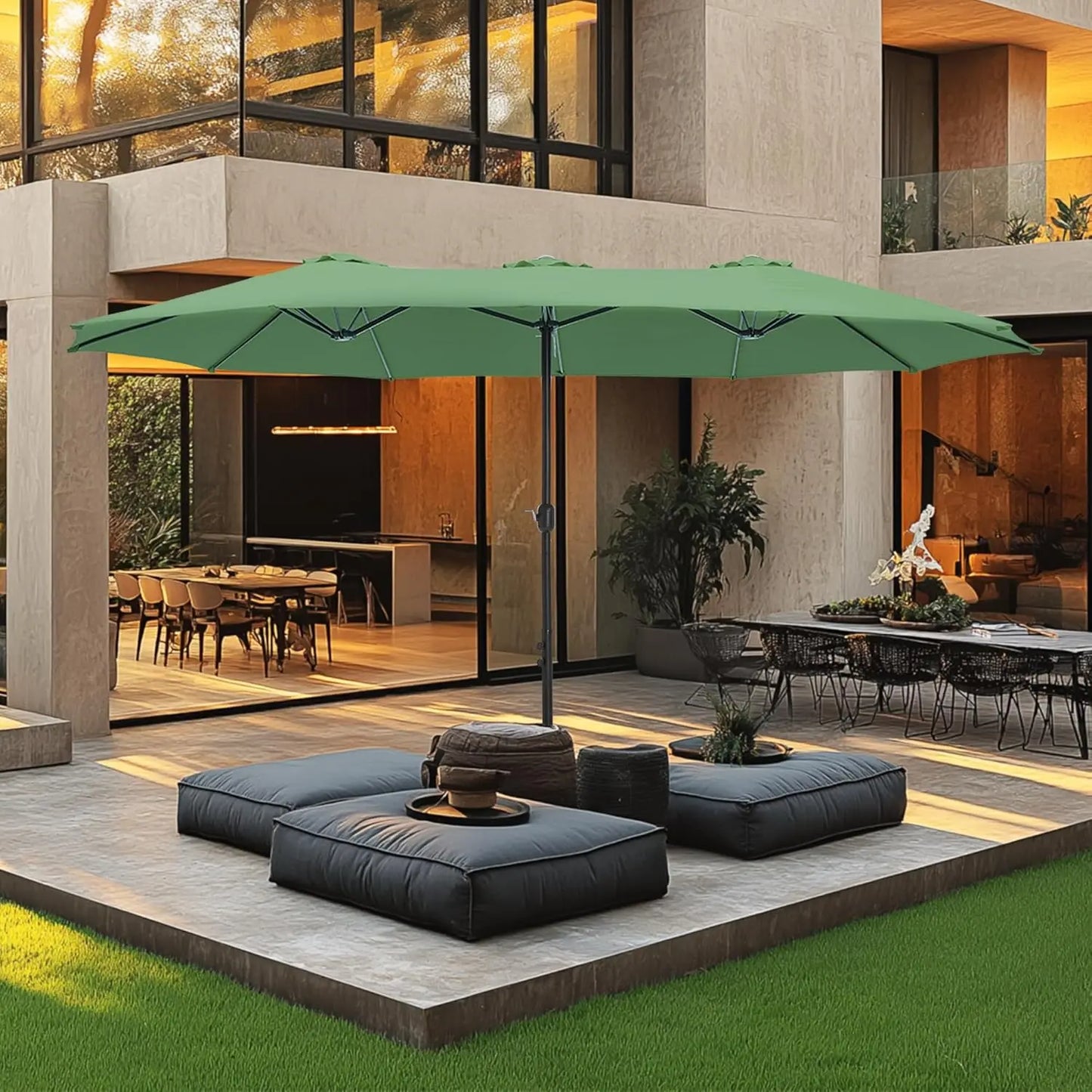 15ft Patio Umbrella with Base , Outdoor  with Crank Handle