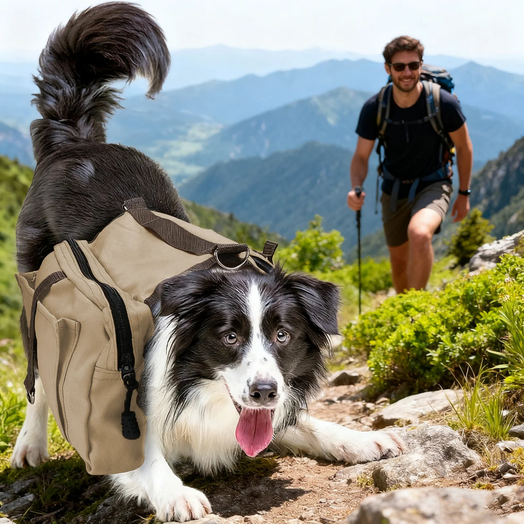 Dog Backpack for Everyday Use Saddle Bag Canvas Vest Camping Backpacks Khaki Pet