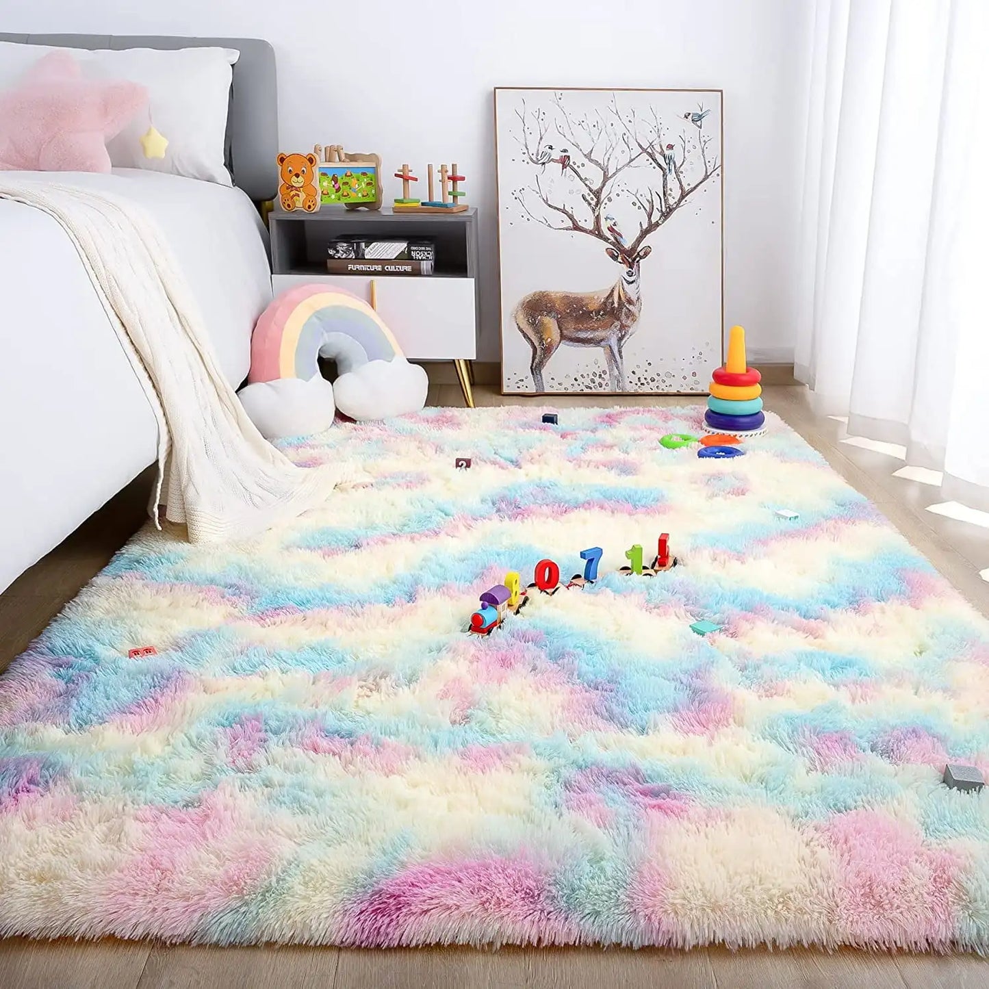 Tie Dye Velvet  Rug Fluffy Carpet For Living Room