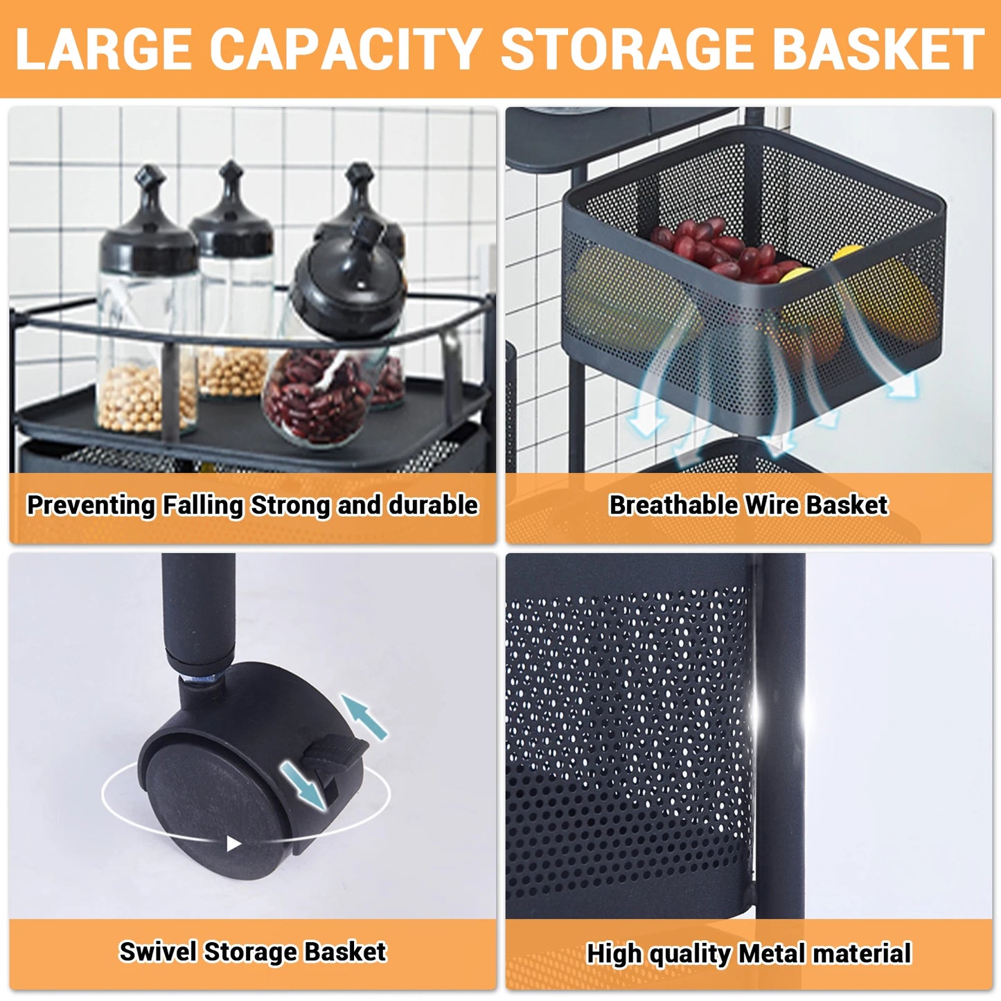 Rolling Storage ,  Vegetable, Snack  Rack