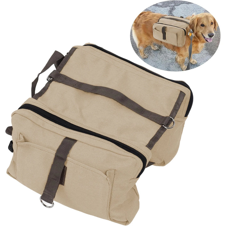Dog Backpack for Everyday Use Saddle Bag Canvas Vest Camping Backpacks Khaki Pet