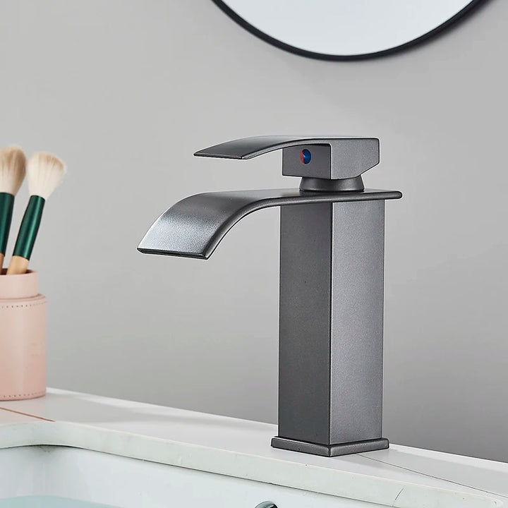 Black Waterfall Bathroom Vanity  Cold And Hot Water