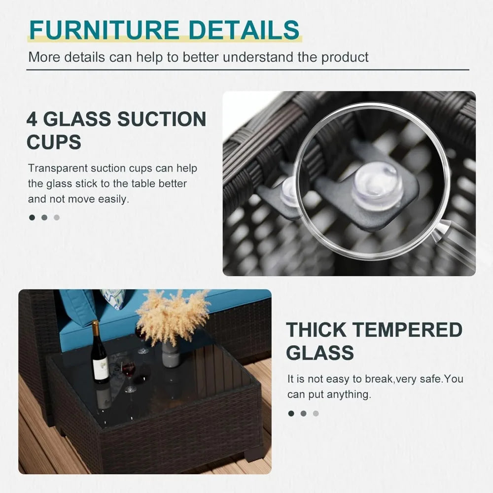 8-Piece Outdoor Wicker Sectional Sofa Set with Fire Pit Table and Comfortable Cushions