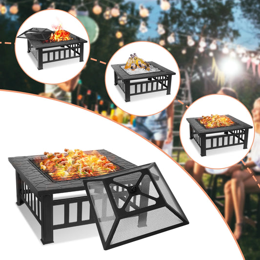Wood Burning Fire Pit Table,  Patio Bonfire Party