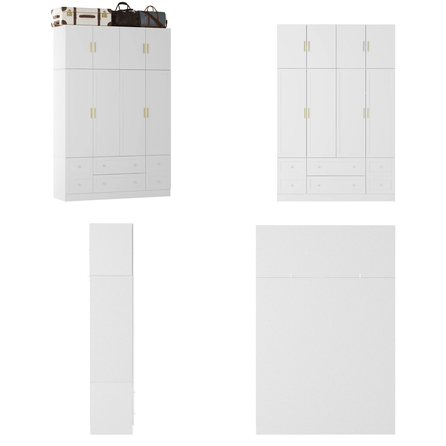 Armoire with Shelves & Drawers, Wardrobe  with Hanging Rod