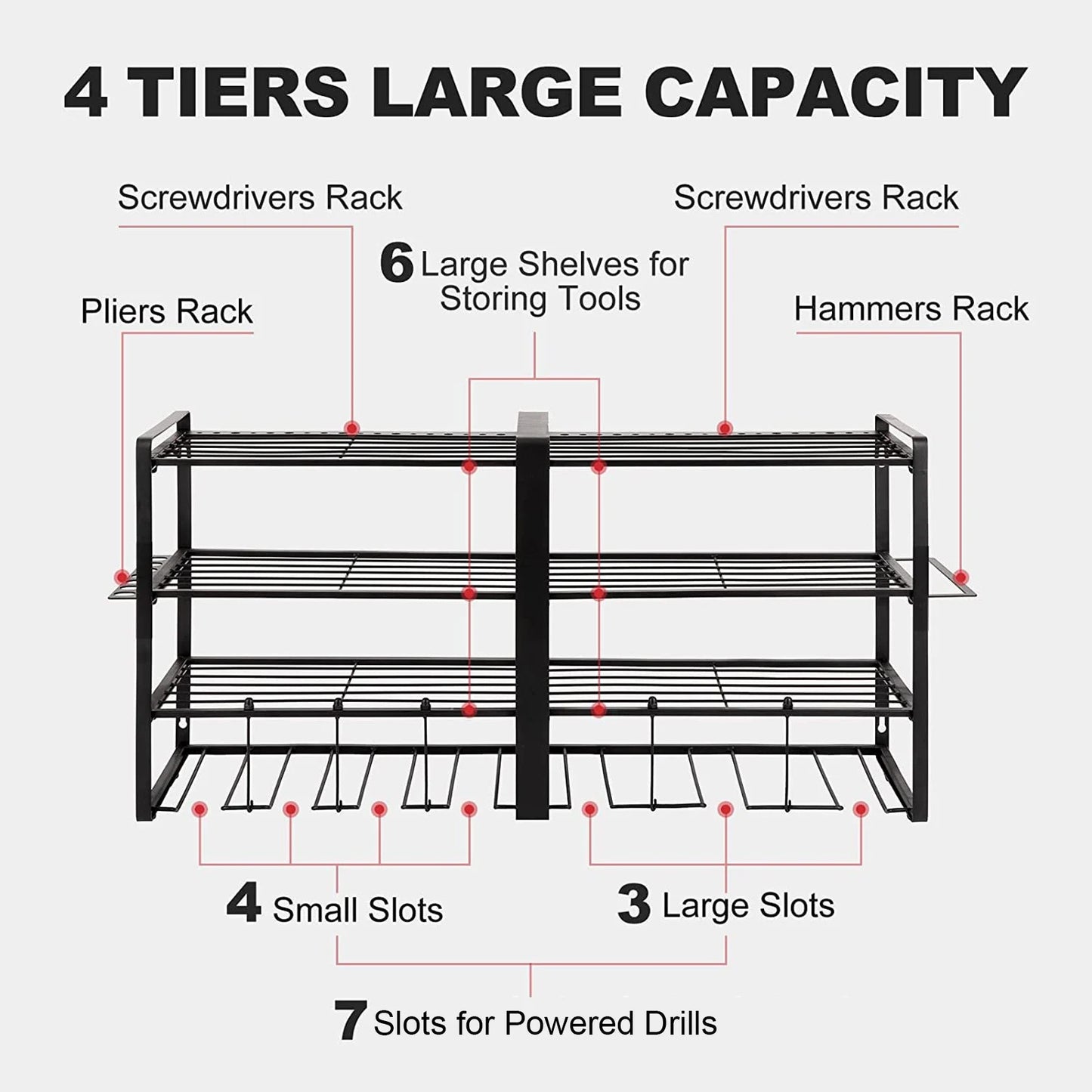 Power Tool Organizer 4 Layer Garage Storage Rack