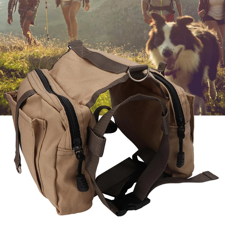 Dog Backpack for Everyday Use Saddle Bag Canvas Vest Camping Backpacks Khaki Pet