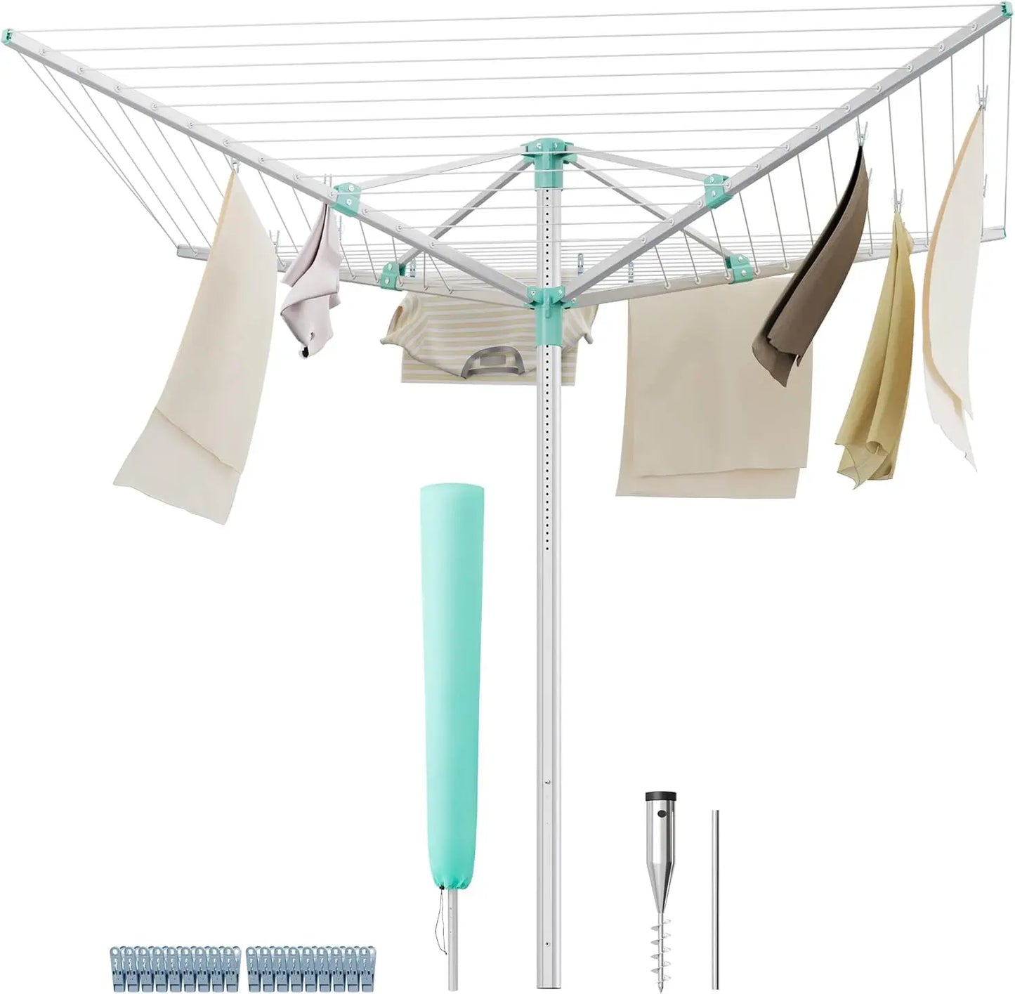 Umbrella Drying Rack Clothesline Holds 6  Loads