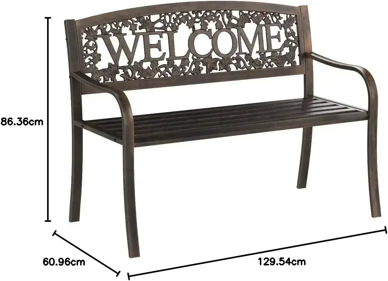 Customizable  Metal Welcome Outdoor Bench