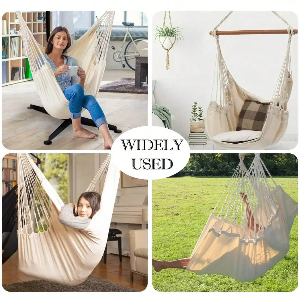 Hanging Hammock Chair Rope Swing 2 Cushions Included