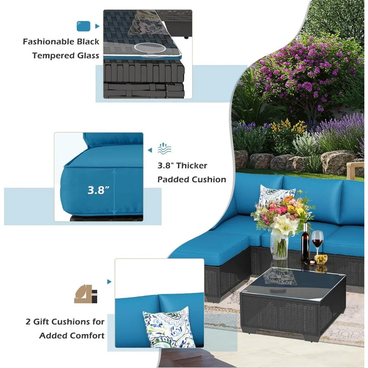 7 Piece Rattan Outdoor Wicker  Furniture Set