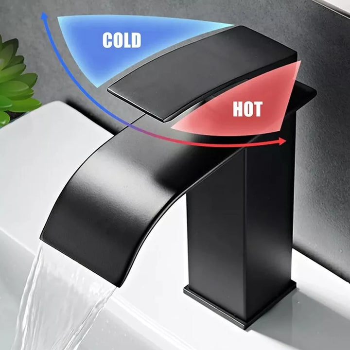 Black Waterfall Bathroom Vanity  Cold And Hot Water
