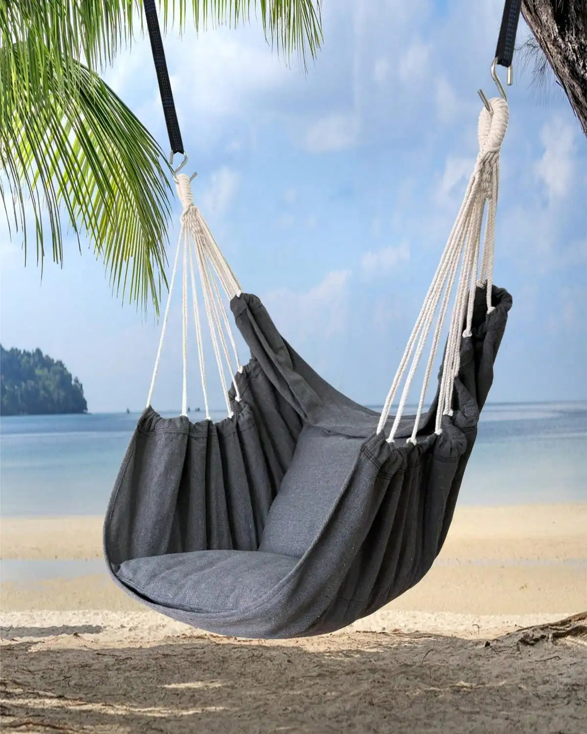 Hanging Hammock Chair Rope Swing 2 Cushions Included