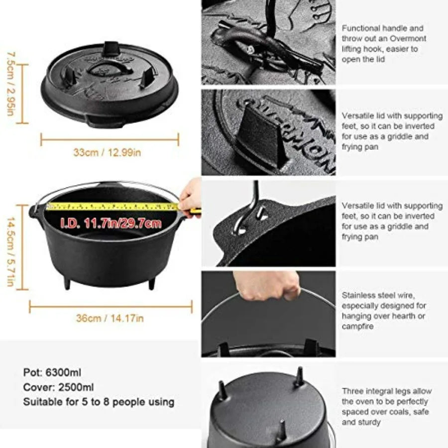 Camp Dutch Oven Pre Seasoned Cast Iron