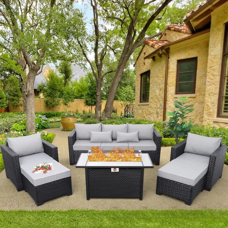 45" 6-Piece Patio Set ,Propane Fire Pit Table