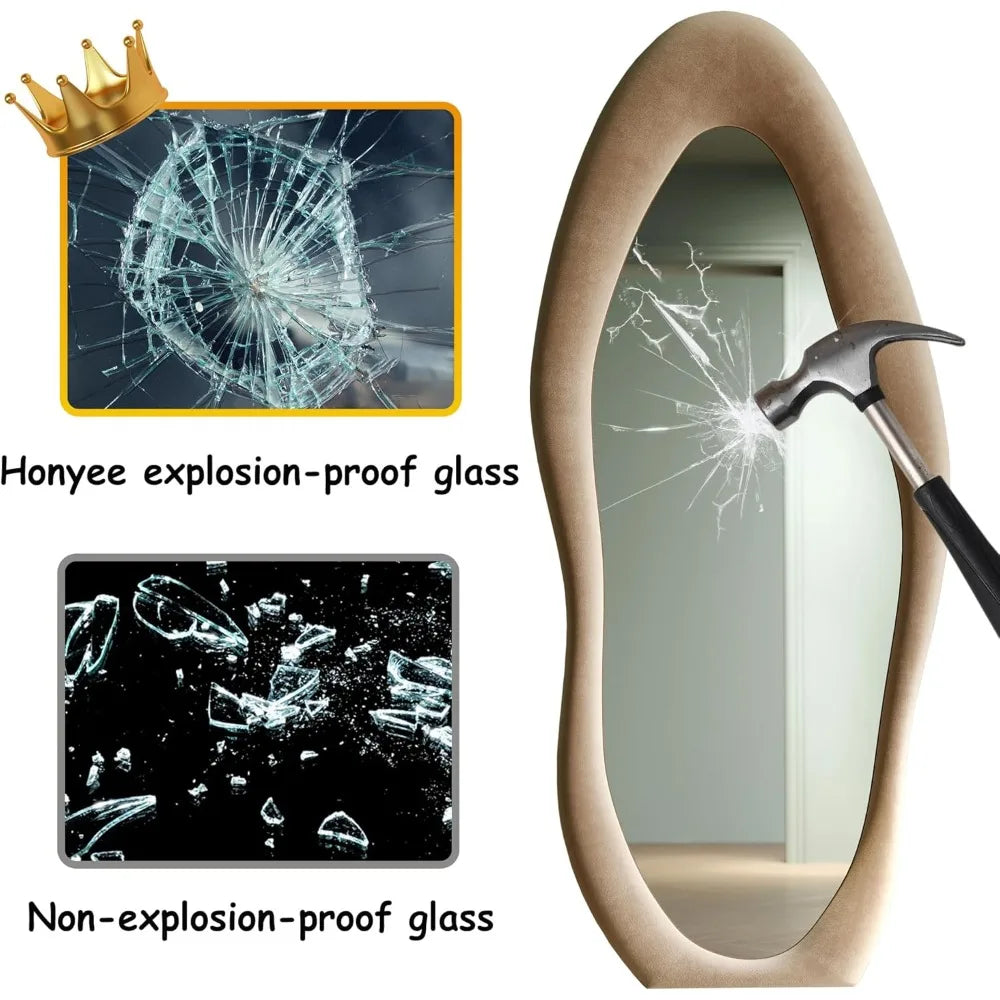 full-length mirror, irregular wave mirror hanging or leaning