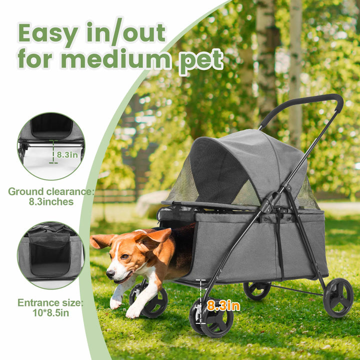 80 lbs  Puppy Stroller with Brakes for Small Medium Dog
