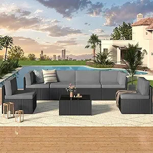 7 Piece Rattan Outdoor Wicker  Furniture Set