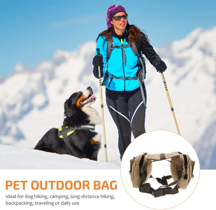 Dog Backpack for Everyday Use Saddle Bag Canvas Vest Camping Backpacks Khaki Pet