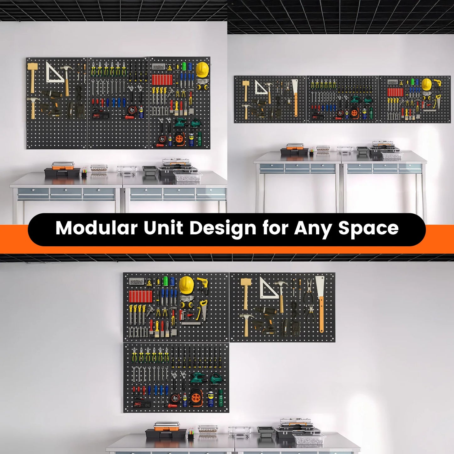 24"×16" Metal Pegboard Wall Organizer Tool Storage