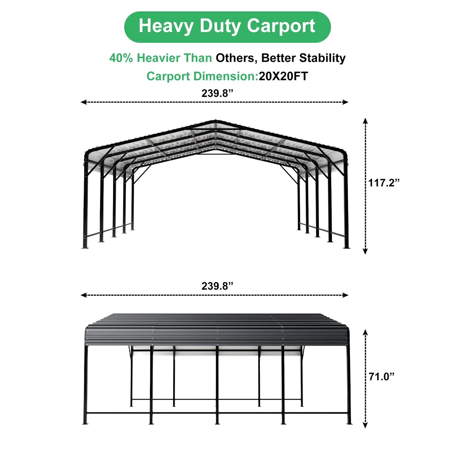 Outdoor Heavy Duty Garage Galvanized Car Shelter
