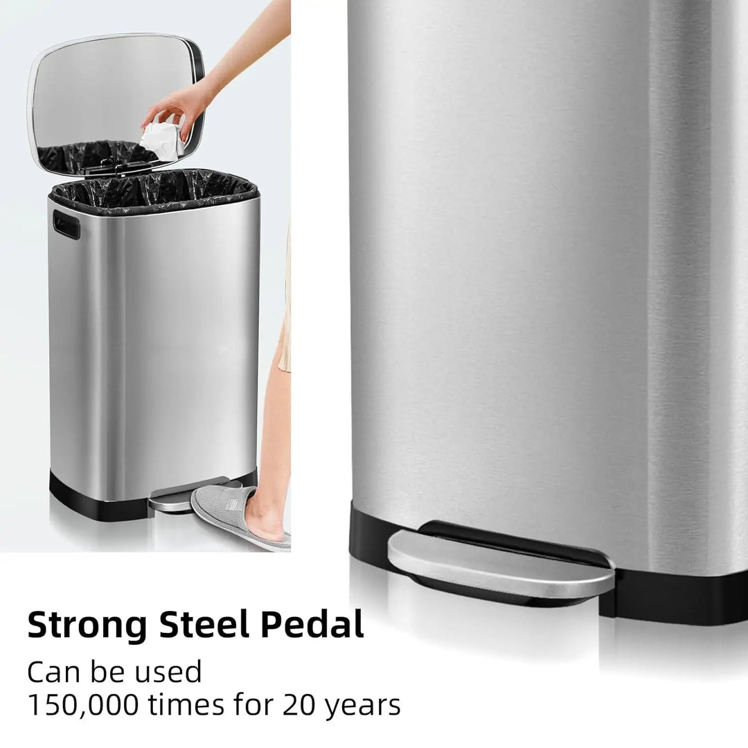 13 Gallon Trash Can with Lid, Trash Can