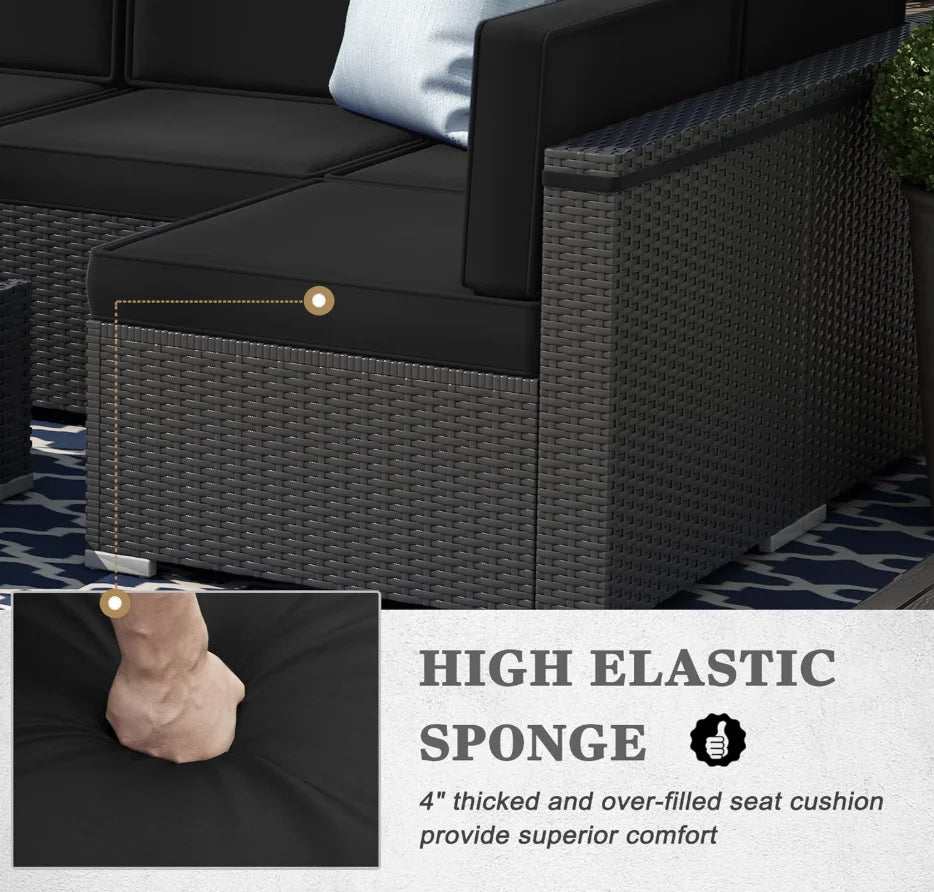 8 Pieces Patio Furniture Set Gas Fire Pit ,