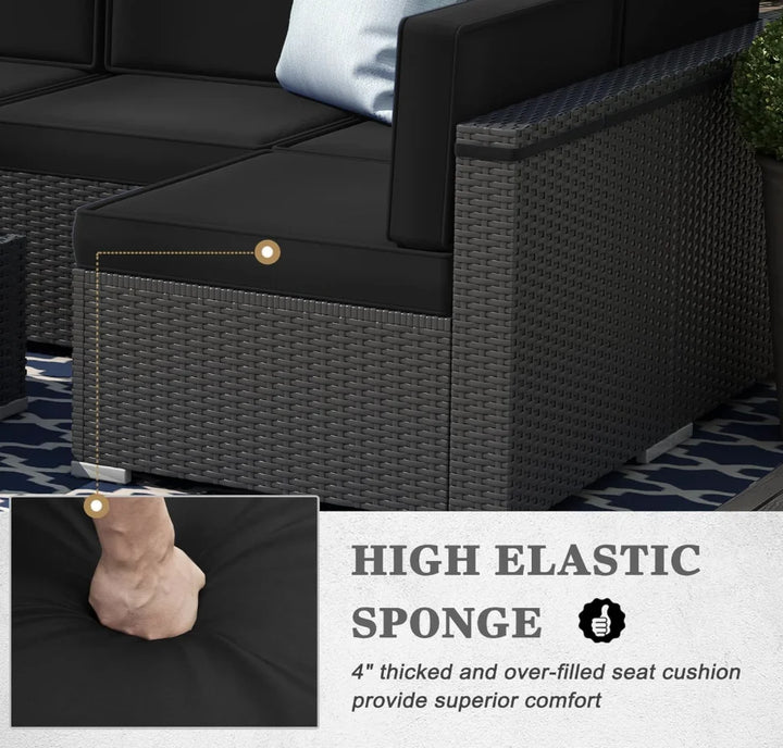 8 Pieces Patio Furniture Set Gas Fire Pit ,